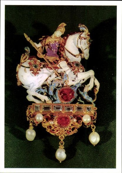 9 old PCs of antiques, Green Vaults in Dresden, in the appropriate booklet, various views