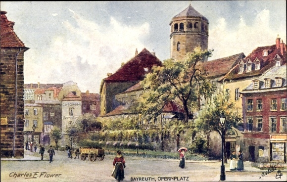 Artist Postcard Flower, Charles, Bayreuth, Opernplatz, Tuck 642