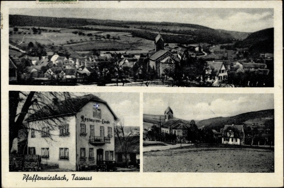 Ansichtkaart Pfaffenwiesbach Wehrheim im Taunus Hesse, overzicht, herberg z. Lindeboom