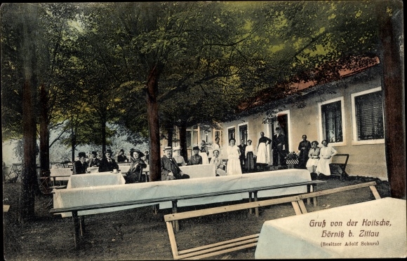 Ak Hörnitz Oberlausitz, Koitsche, restaurant, terras