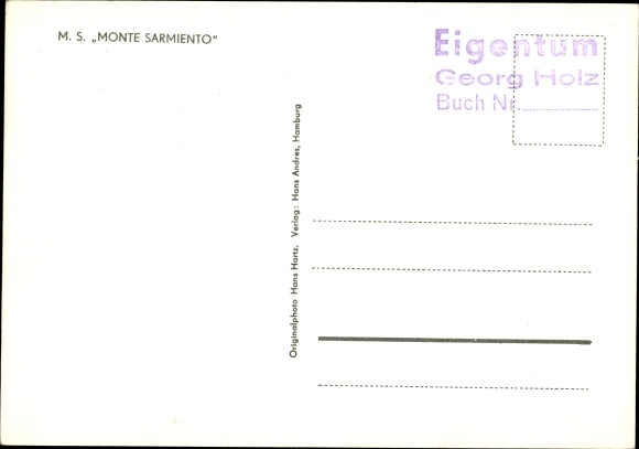 Ak Dampfschiff MS Monte Sarmiento, HSDG