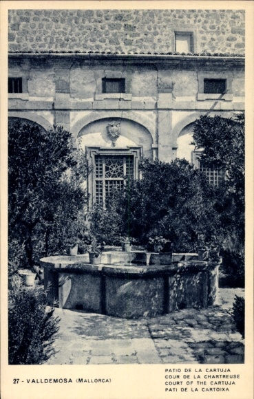 Ak Valldemosa Mallorca Balearische Inseln, Patio de la Cartuja,  Mallorca, Gartenanlage, Brunnen