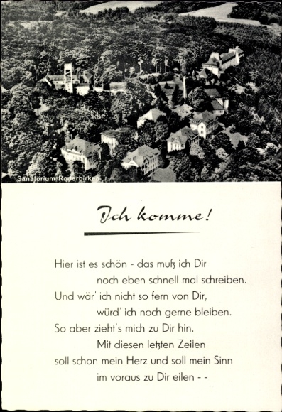 Postcard Roderbirken Leichlingen in the Rhineland, Sanatorium Roderbirken, aerial photograph