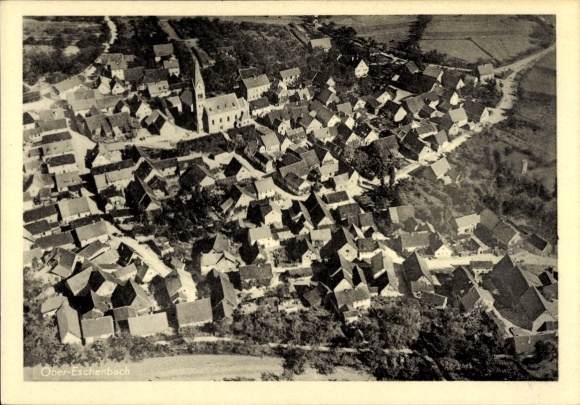 Postcard Obereschenbach Hammelburg in Lower Franconia, aerial photograph