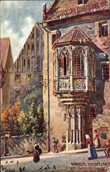Artist PC Flower, Charles, Nuremberg in Middle Franconia Bavaria, beautiful bay window