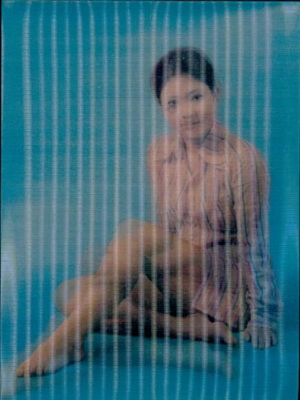3D Postcard Erotic, sitting Asian woman