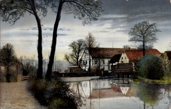 Postcard local section, half-timbered houses