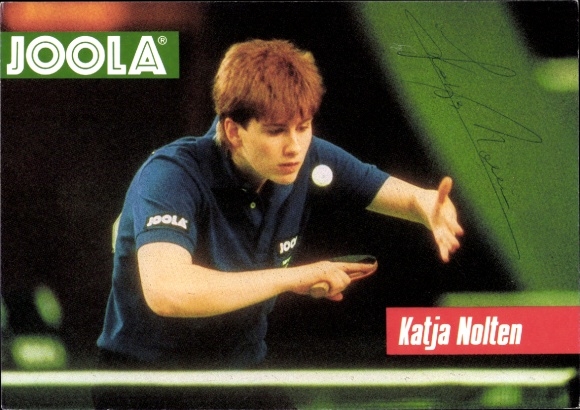 Photo Katja Nolten, autograph, table tennis, Joola
