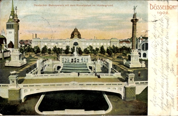 Postcard Düsseldorf am Rhein, Trade Exhibition 1902, German Concrete Association, Kunstpalast