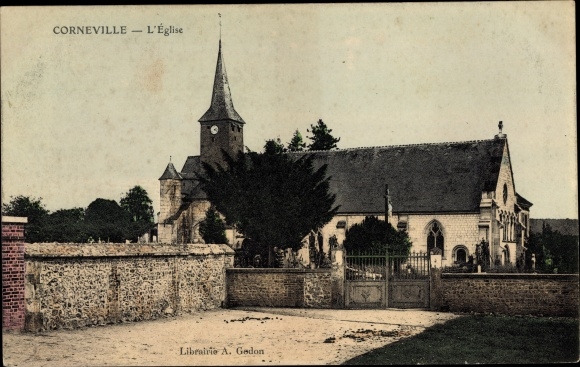 Postcard Corneville sur Risle Eure, The Church