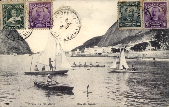 Postcard Rio de Janeiro Brazil, Praia da Saudade, boats