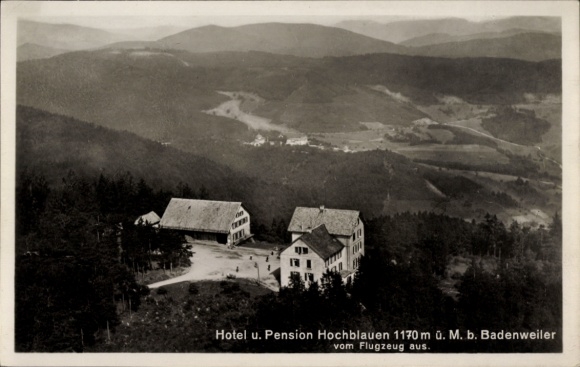 Postcard Badenweiler, aerial photograph, hotel, guesthouse Hochblauen