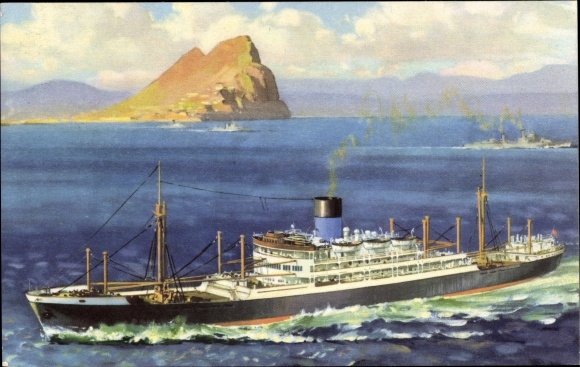 Kunstenaar Ak Steamer SS Patroclus, Blauwe trechterlijn