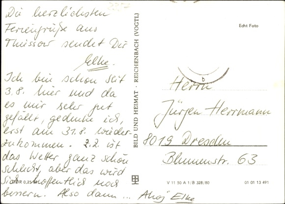 Postcard Baltic resort Thiessow on Rügen, beach view, local parts