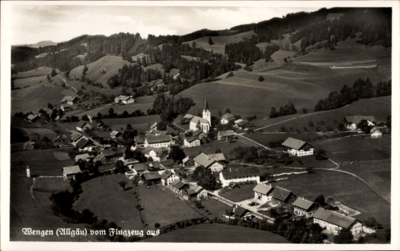Postcard Wengen Weitnau in Allgäu Swabia, aerial photograph