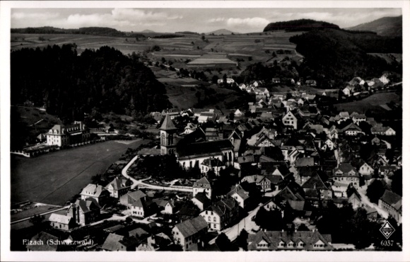 Postcard Elzach Black Forest, aerial photograph