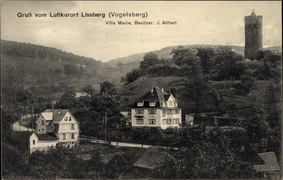 PC Lissberg Ortenberg in the Wetterau district of Hesse, view of the Villa Marie, owner J. Althen, tower