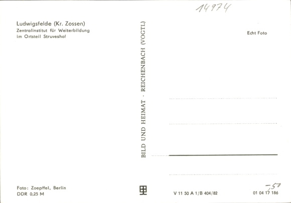 Postcard Ludwigsfelde in Brandenburg, Central Institute for Further Education in the district of Struveshof