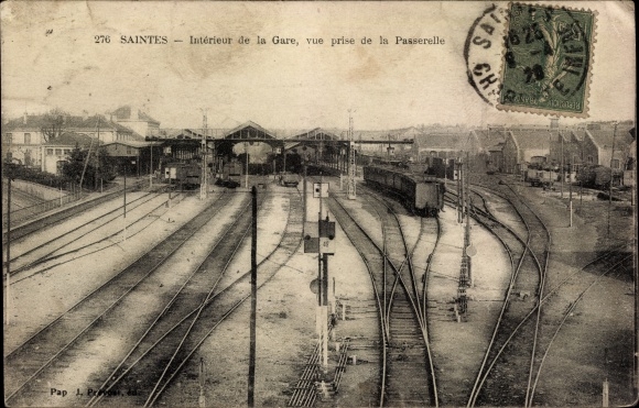 Postcard Saintes Charente-Maritime, in the train station, view from the footbridge