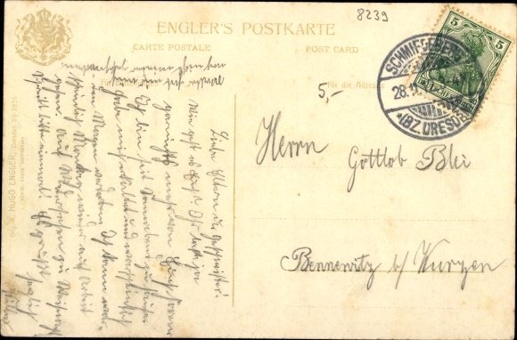 Postcard Schmiedeberg Dippoldiswalde in the Ore Mountains, view of the town in winter