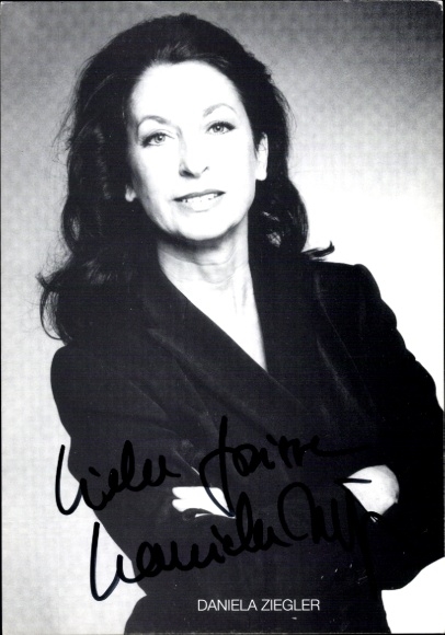 Postcard actress Daniela Ziegler, portrait, autograph