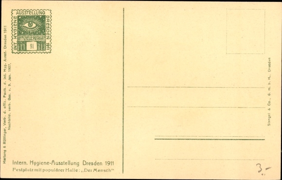KP Dresden Altstadt, Int. Wystawa higieniczna 1911, jarmark, sala Mężczyzna, zwiedzający, latarnie