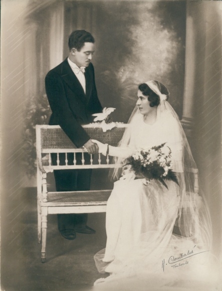 Foto Combalie, Henri, Toulouse, Portrait, Mann und Frau, Hochzeit