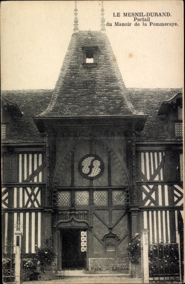 Ak Le Mesnil Durand Calvados, Portail du Manoir de la Pommeraye