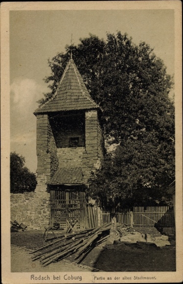 Ansichtkaart Bad Rodach Oberfranken Bayern, kavel bij de oude stadsmuur