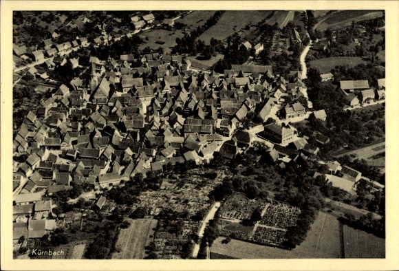 Postcard Kürnbach in Baden Württemberg, aerial photograph
