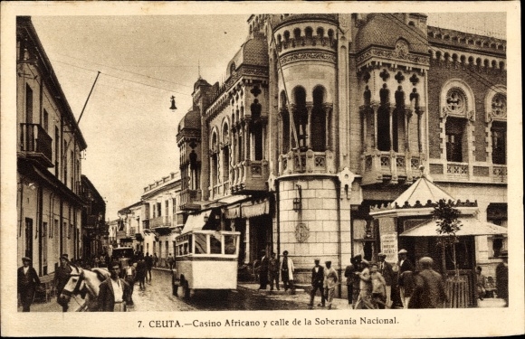 Ak Ceuta Spanien, Casino Africano y Calle de la Soberania Nacional