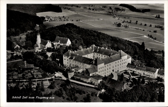 Postcard Zell am Harmersbach Black Forest Baden, aerial view, castle