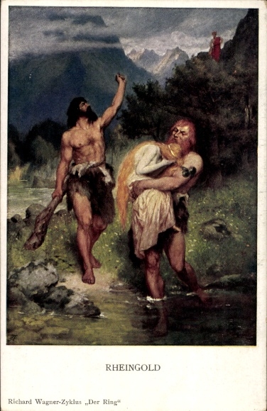 Ansichtkaart Rheingold, Richard Wagner, operascène