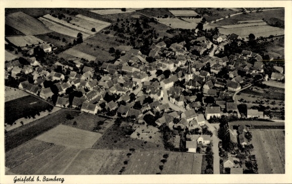 Ak Geisfeld Strullendorf in Oberfranken, Fliegeraufnahme