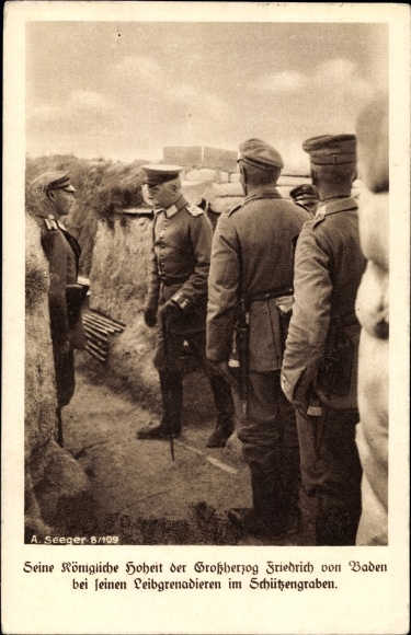 PC Grand Duke Frederick II of Baden, life grenadiers, trenches, Red Cross, I WW