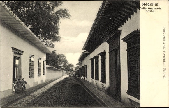 Postcard Medellín Colombia, Calle Quebrada above