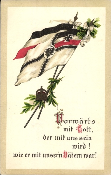 Embossed Postcard Patriotik Kaiserreich, Forward with God