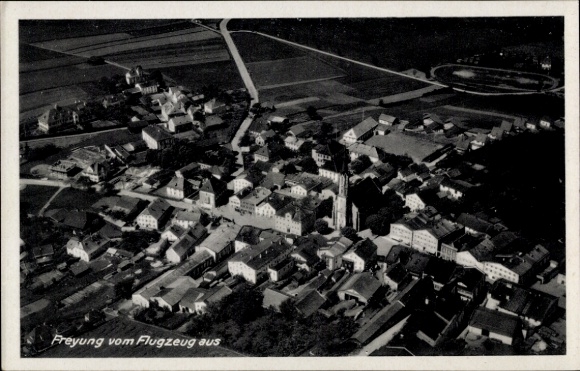 Postcard Freyung in the Bavarian Forest, aerial photograph