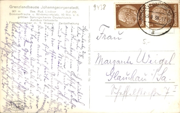 Postcard Johanngeorgenstadt in the Ore Mountains, Grenzlandbaude