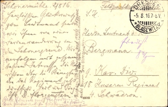 Postcard Dresden Gompitz Ockerwitz, Schonergrund, Schonermühle