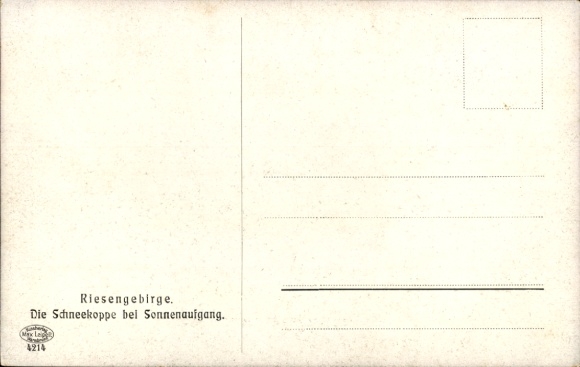 Postcard Giant Mountains Region Königgrätz, Bílé Labe, White Elbe, Weißwasser, Weißwassergrund, Schneekop