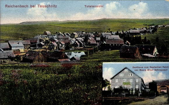 Postcard Reichenbach in Upper Franconia, Inn of the German Empire, total view