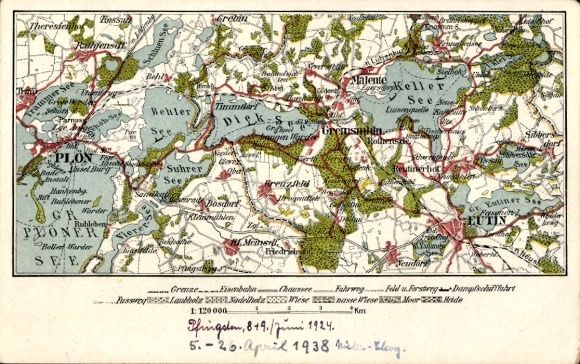 Landkarten Ak Eutin in Ostholstein, Dieksee, Keller See, Suhrer See, Plön