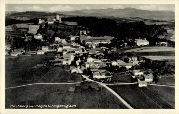 Postcard Kirchberg in Saxony, aerial view of Kirchberg, rural landscape, building, church, meadow
