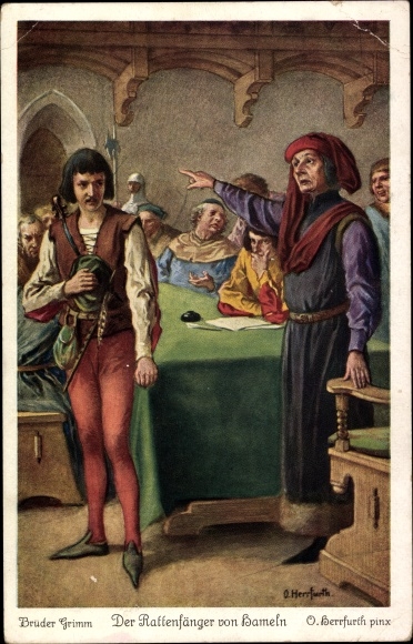 Künstler Ak Herrfurth, Oskar, Märchen, Gebrüder Grimm, Der Rattenfänger von Hameln