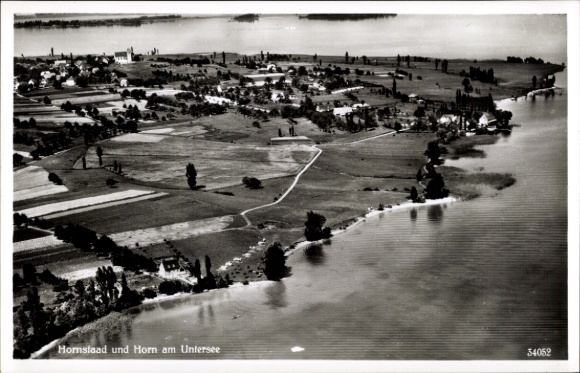 Postcard Horn Gaienhofen on Lake Constance, aerial photograph