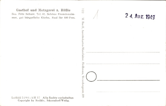 Postcard Sulzdorf Bühlerzimmern, Gasthof Zum Rößle