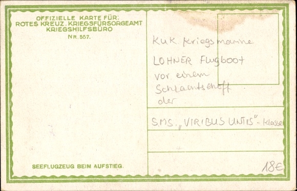 Artist Postcard Kircher, Alex, Austrian military aircraft, seaplane ascending, warship