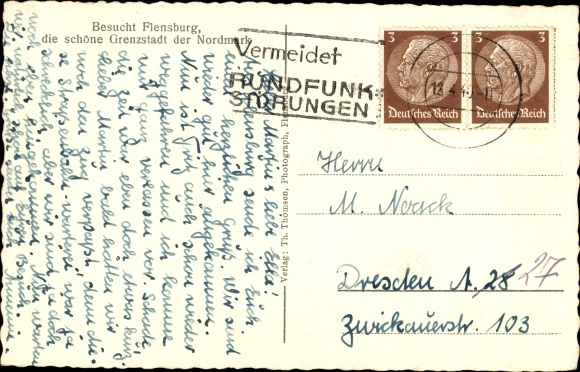 Postcard Flensburg, German House
