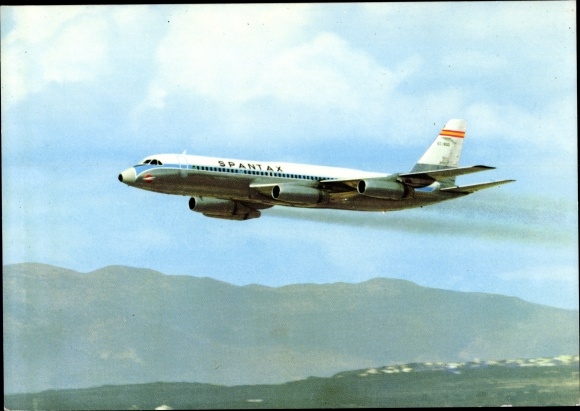 Postcard Spantax Spanish passenger aircraft, Convair CV 990 A Coronado